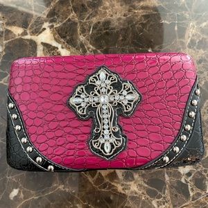Yesi Ladies Jeweled Hot Pink Wallet